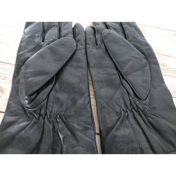 Thinsulate Leather Gloves Size Small Black Vtg 90s Y2K Lined Sheepskin Classic - Picture 3 of 11